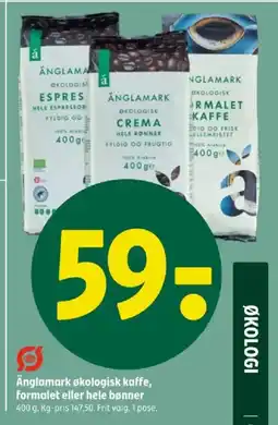 Coop 365 Änglamark økologisk kaffe, formalet eller hele bønner tilbud