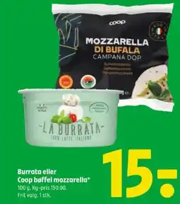 Coop 365 Burrata eller Coop bøffel mozzarella* tilbud