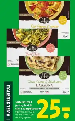Coop 365 Tortellini med pesto, ravioli eller svampelasagne* tilbud