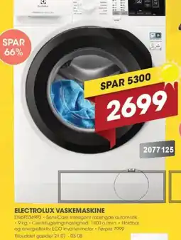 Punkt1 ELECTROLUX VASKEMASKINE tilbud