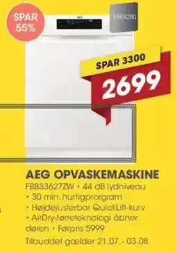 Punkt1 AEG OPVASKEMASKINE tilbud
