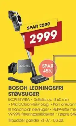 Punkt1 BOSCH LEDNINGSFRI STØVSUGER tilbud
