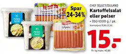 Lidl CHEF SELECT/DULANO Kartoffelsalat eller pølser tilbud