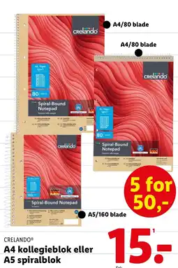 Lidl CRELANDO® Squared A4 kollegieblok eller A5 spiralblok tilbud