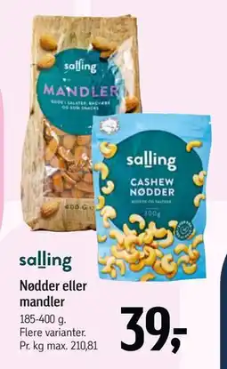 Føtex Nødder eller mandler, DKK 39 tilbud