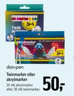 Føtex Twinmarker eller akrylmarker, DKK 50 tilbud