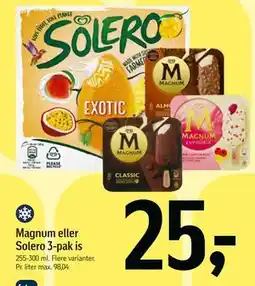 Føtex Magnum eller Solero 3-pak is, DKK 25 tilbud