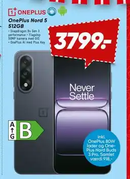 Bilka OnePlus Nord 5 512GB, DKK 3799 tilbud