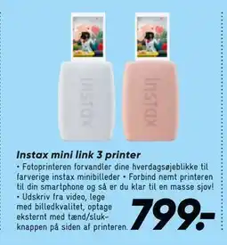 Bilka Instax mini link 3 printer, DKK 799 tilbud