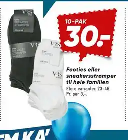 Bilka Footies eller sneakersstrømper til hele familien, DKK 30 tilbud