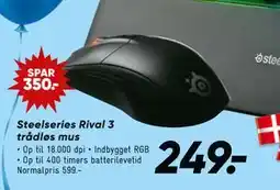 Bilka Steelseries Rival 3 trådløs mus, DKK 249 tilbud
