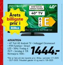 Bilka Prosonic 40UA7024, DKK 1444 tilbud