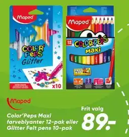 Bilka Color’Peps Maxi farveblyanter 12-pak eller Glitter Felt pens 10-pak, DKK 89 tilbud