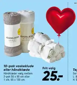 Bilka 10-pak vaskeklude eller håndklæde, DKK 25 tilbud