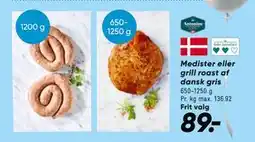 Bilka Medister eller grill roast af dansk gris, DKK 89 tilbud