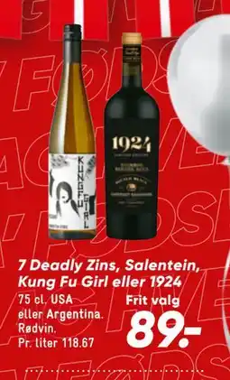 Bilka 7 Deadly Zins, Salentein, Kung Fu Girl eller 1924, DKK 89 tilbud
