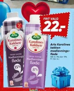 Bilka Arla Karolines køkken madlavnings-fløde, DKK 22 tilbud