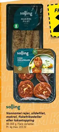 Bilka Vannamei rejer, sildefilet, makrel, fiskefrikadeller eller laksetopping, DKK 20 tilbud