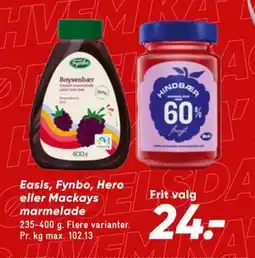 Bilka Easis, Fynbo, Hero eller Mackays marmelade, DKK 24 tilbud