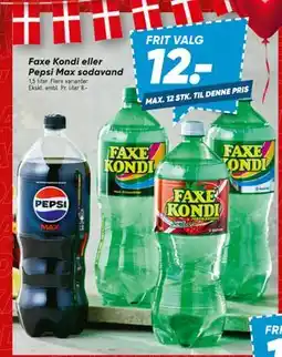 Bilka Faxe Kondi eller Pepsi Max sodavand, DKK 12 tilbud