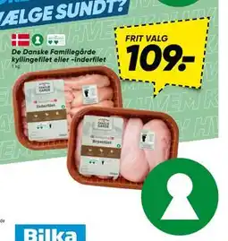 Bilka De Danske Familiegårde kyllingefilet eller -inderfilet, DKK 109 tilbud