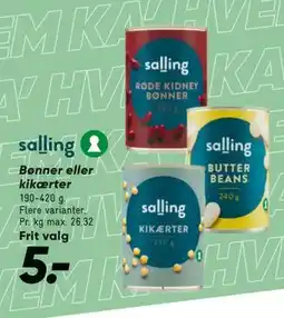 Bilka Bønner eller kikærter, DKK 5 tilbud