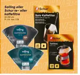 Bilka Salling eller Schur te- eller kaffefiltre, DKK 15 tilbud