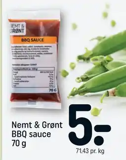 REMA 1000 Nemt & Grønt BBQ sauce 70 g, DKK 5 tilbud