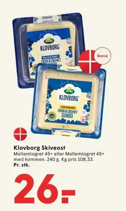 SPAR Klovborg Skiveost, DKK 26 tilbud