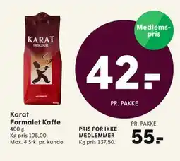 SPAR Karat Formalet Kaffe, DKK 55, App-pris tilbud