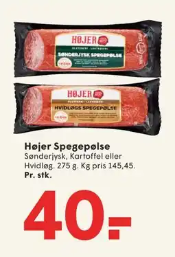 SPAR Højer Spegepølse, DKK 40 tilbud