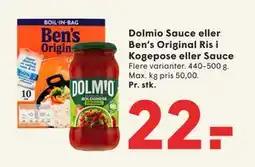 SPAR Dolmio Sauce eller Ben’s Original Ris i Kogepose eller Sauce, DKK 22 tilbud