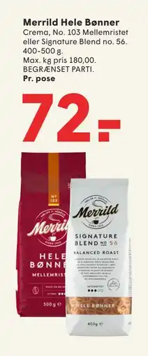 SPAR Merrild Hele Bønner, DKK 72 tilbud