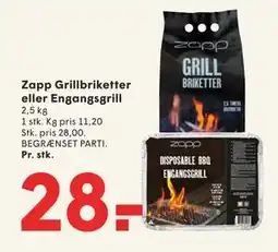 SPAR Zapp Grillbriketter eller Engangsgrill, DKK 28 tilbud