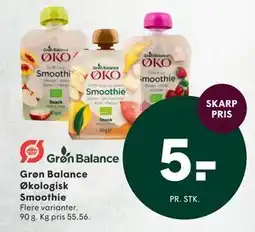 SPAR Grøn Balance Økologisk Smoothie, DKK 5 tilbud