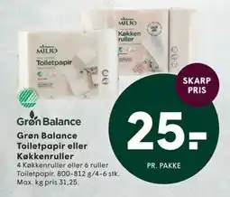 SPAR Grøn Balance Toiletpapir eller Køkkenruller, DKK 25 tilbud