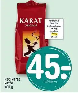 Rød karat kaffe 400 g, DKK 45