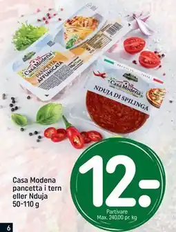 REMA 1000 Casa Modena pancetta i tern eller Nduja 50-110 g, DKK 12 tilbud