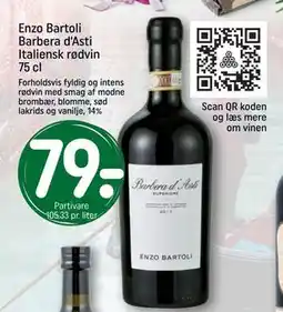 REMA 1000 Enzo Bartoli Barbera d'Asti Italiensk rødvin 75 cl, DKK 79 tilbud