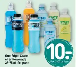REMA 1000 One Edge, State eller Powerade 35-75 cl. Ex. pant, DKK 10 tilbud