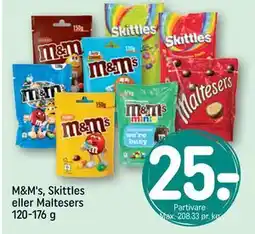 REMA 1000 M&M's, Skittles eller Maltesers 120-176 g, DKK 25 tilbud