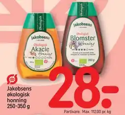 REMA 1000 Jakobsens økologisk honning 250-350 g, DKK 28 tilbud