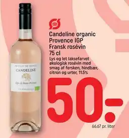 REMA 1000 Candeline organic Provence IGP Fransk rosévin 75 cl, DKK 50 tilbud