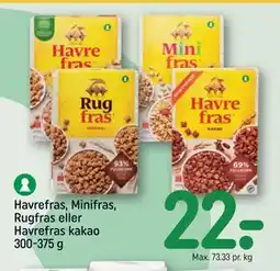REMA 1000 Havrefras, Minifras, Rugfras eller Havrefras kakao 300-375 g, DKK 22 tilbud