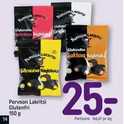 REMA 1000 Porvoon Lakritsi Glutenfri 150 g, DKK 25 tilbud