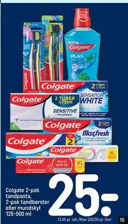 REMA 1000 Colgate 2-pak tandpasta, 2-pak tandbørster eller mundskyl 125-500 ml, DKK 25 tilbud