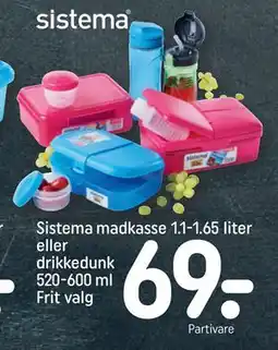 REMA 1000 Sistema madkasse 1.1-1.65 liter eller drikkedunk 520-600 ml Frit valg, DKK 69 tilbud