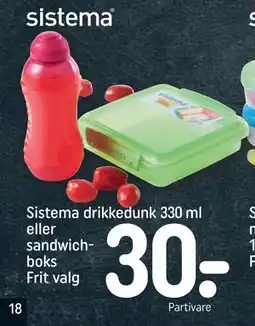 REMA 1000 Sistema drikkedunk 330 ml eller sandwichboks Frit valg, DKK 30 tilbud