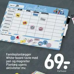 REMA 1000 Famileplanlægger White-board tavle med pen og magneter Planlæg ugens aktiviteter mv., DKK 69 tilbud