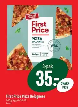 Min Købmand First Price Pizza Bolognese, DKK 35 tilbud